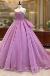 Ball Gown Semi Formal Prom Dress Floor Length Tulle Quinceanera Dress